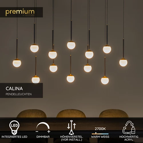 Lucide CALINA - Pendelleuchten - LED Dim. - 12x7,7W 2700K - Schwarz | Premium - USP